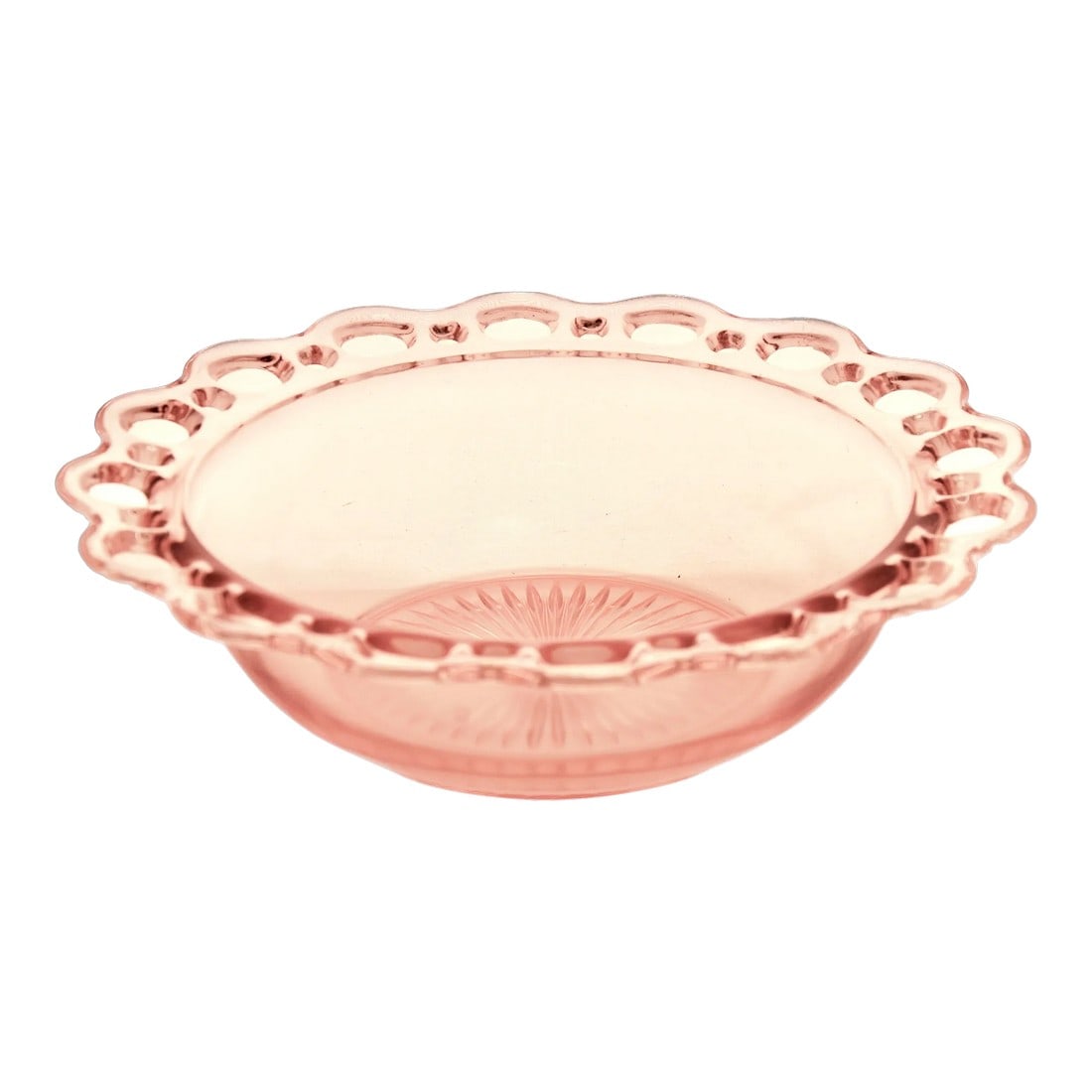 Pink Open Work Rim Glass Bowl (1 of 3)