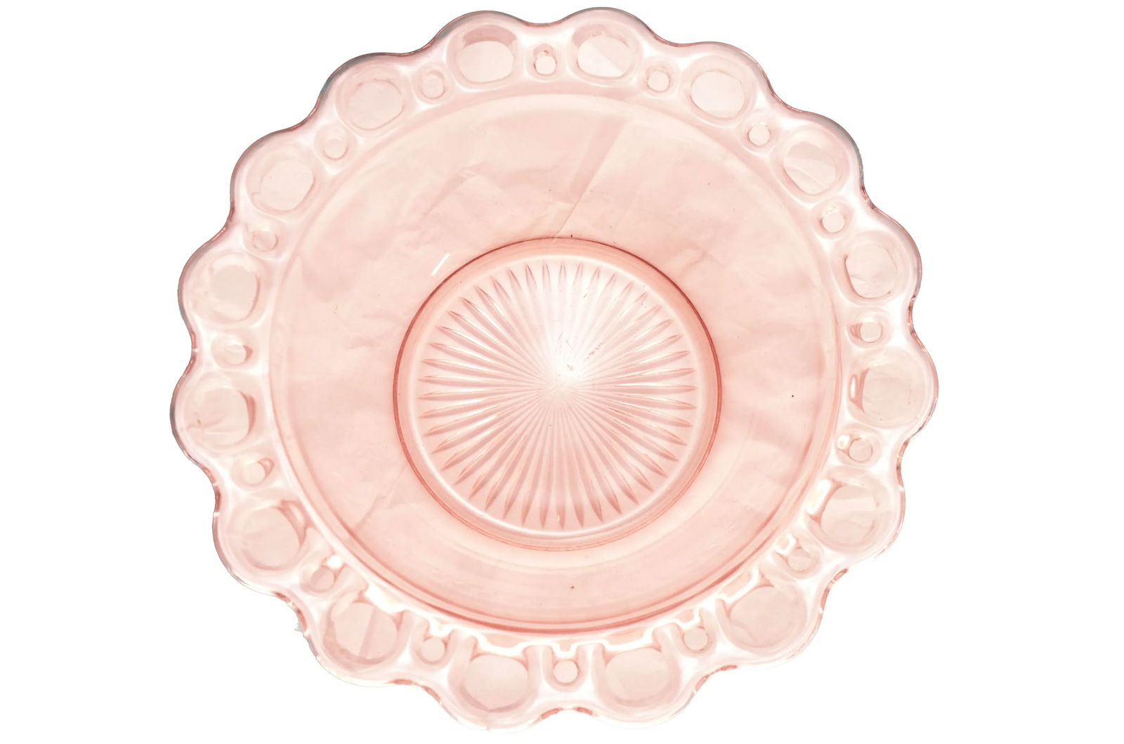 Pink Open Work Rim Glass Bowl - 2
