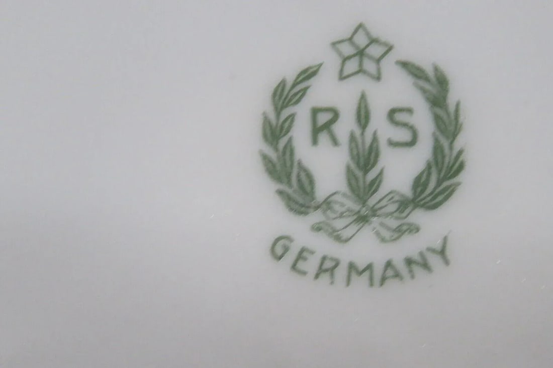 Rs Germany Porcelain Pink Roses Floral Green Decorative Plate - 5