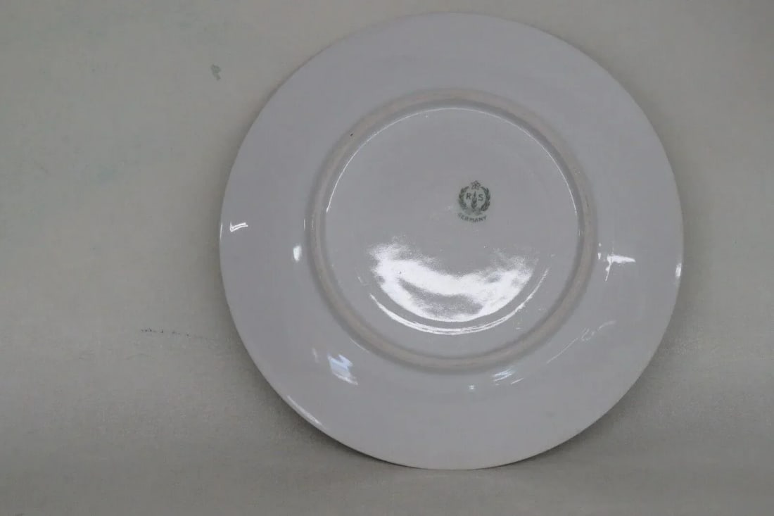 Rs Germany Porcelain Pink Roses Floral Green Decorative Plate - 7