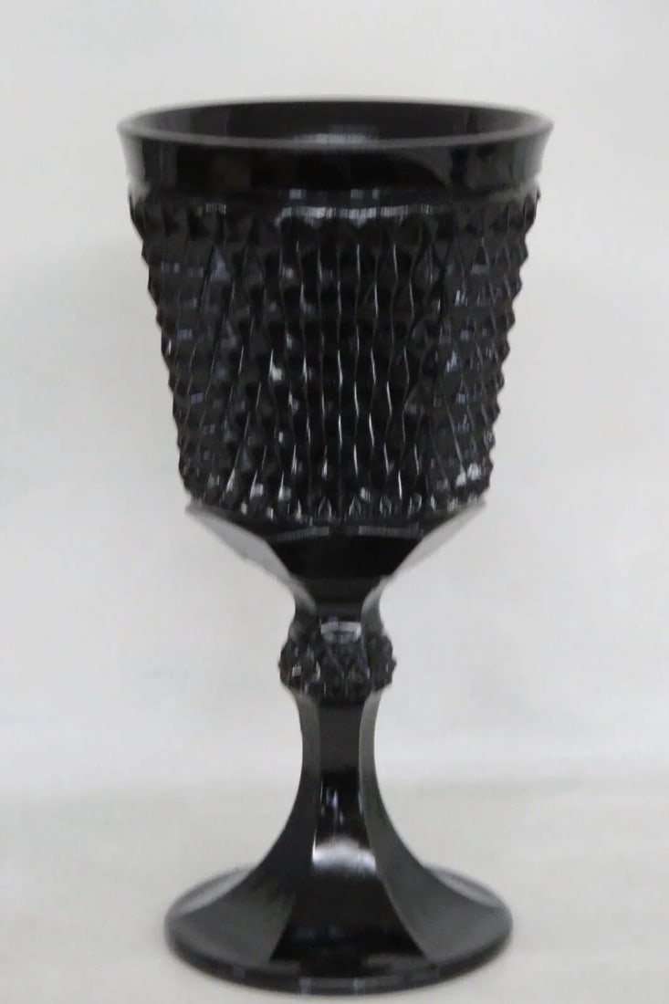 Tiara Indiana Glass Black Diamond Point Large Apothecary Candy Jar Vase - 10