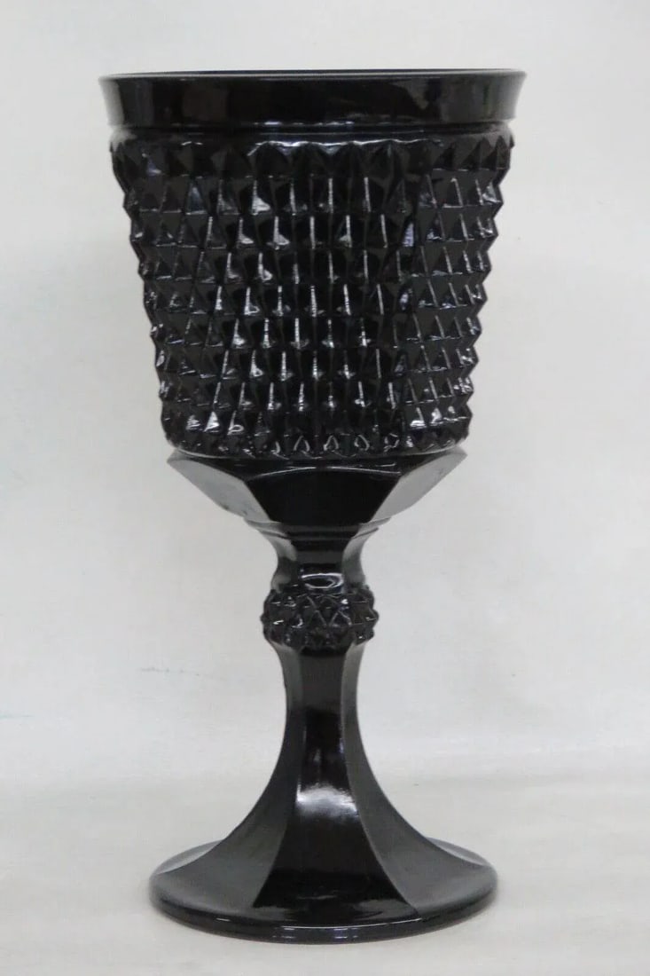 Tiara Indiana Glass Black Diamond Point Large Apothecary Candy Jar Vase - 12