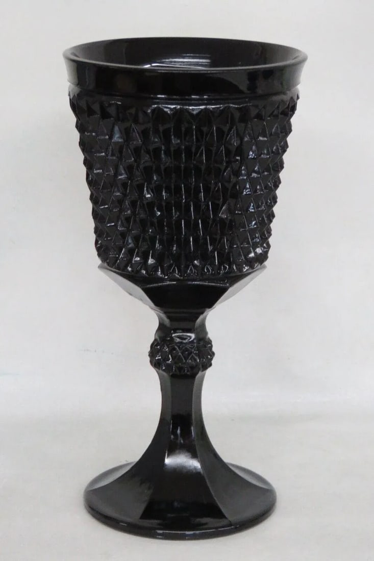 Tiara Indiana Glass Black Diamond Point Large Apothecary Candy Jar Vase - 13