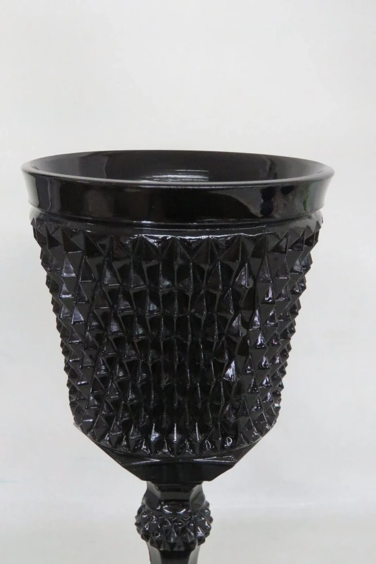 Tiara Indiana Glass Black Diamond Point Large Apothecary Candy Jar Vase - 2