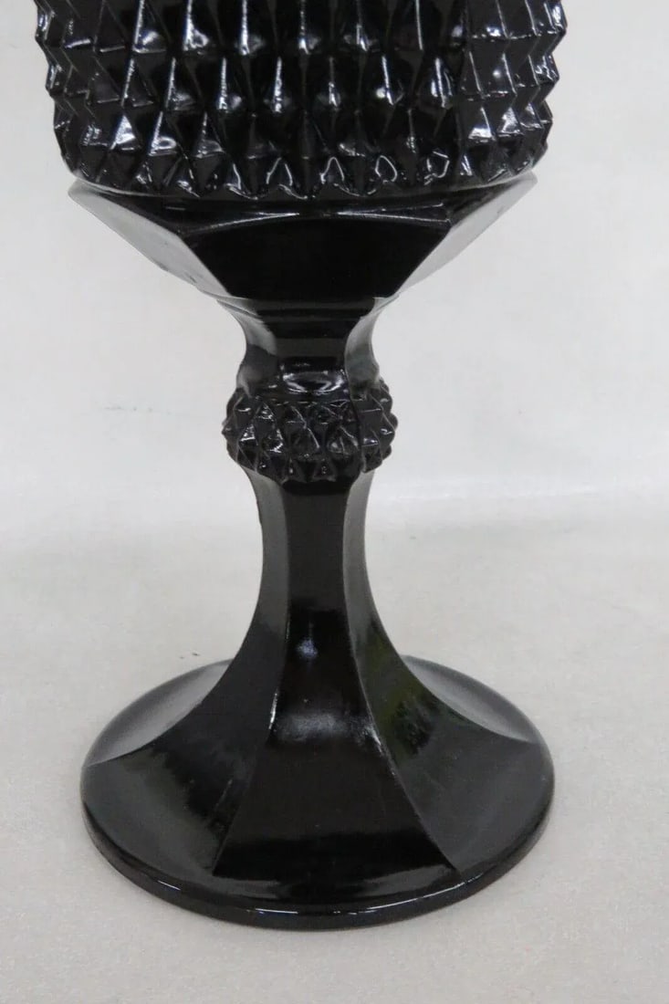 Tiara Indiana Glass Black Diamond Point Large Apothecary Candy Jar Vase - 3