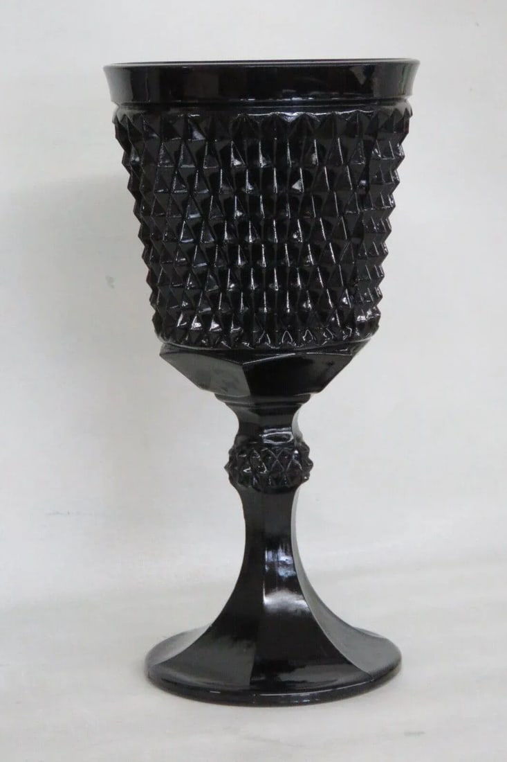 Tiara Indiana Glass Black Diamond Point Large Apothecary Candy Jar Vase - 4