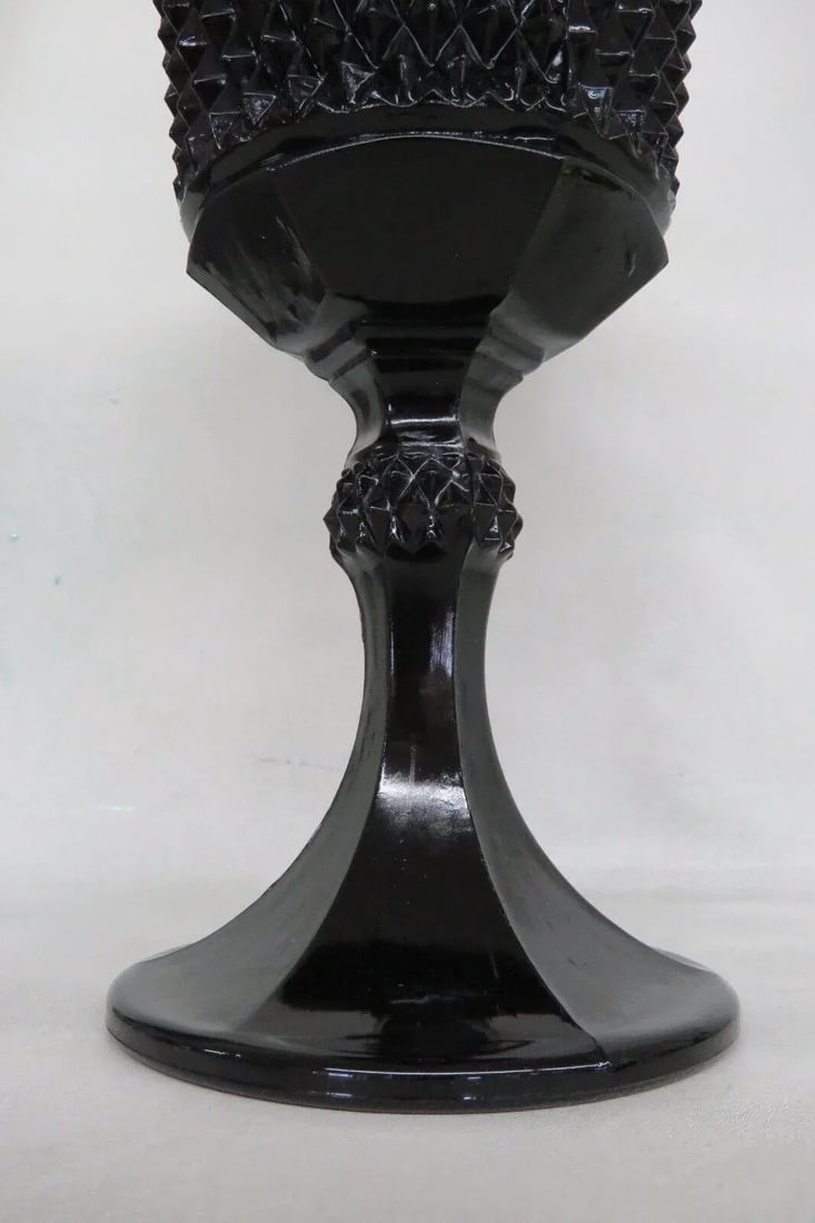 Tiara Indiana Glass Black Diamond Point Large Apothecary Candy Jar Vase - 5