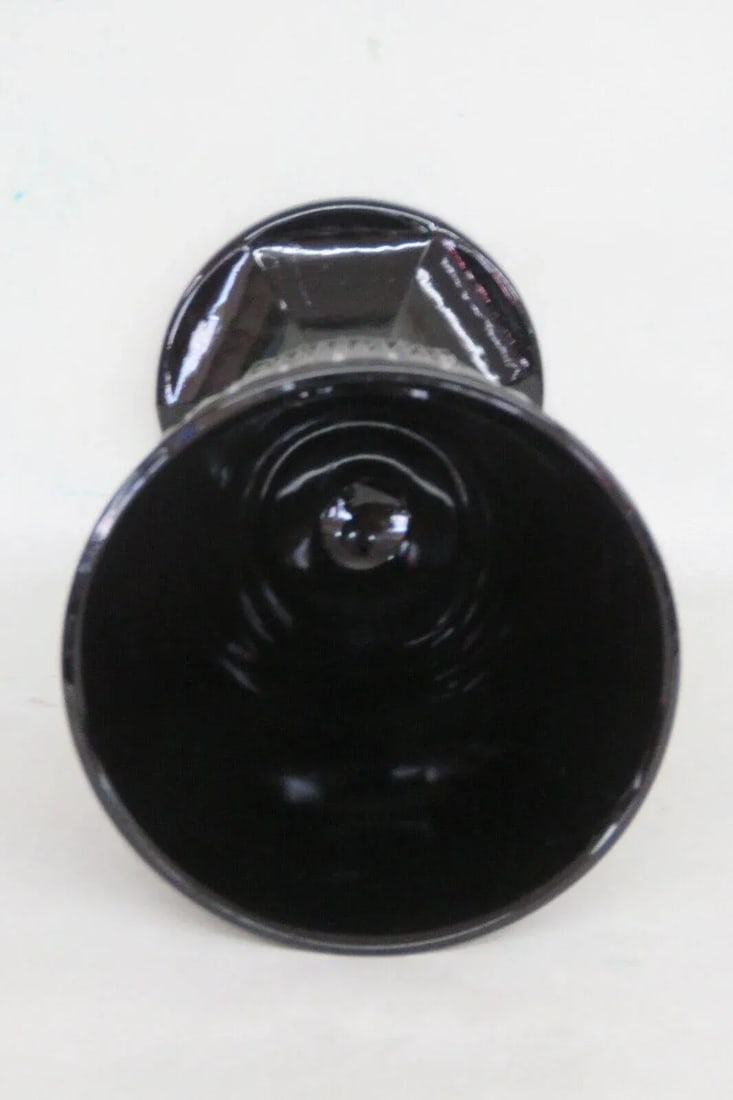 Tiara Indiana Glass Black Diamond Point Large Apothecary Candy Jar Vase - 6