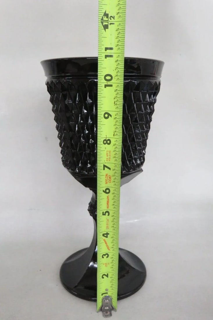 Tiara Indiana Glass Black Diamond Point Large Apothecary Candy Jar Vase - 7