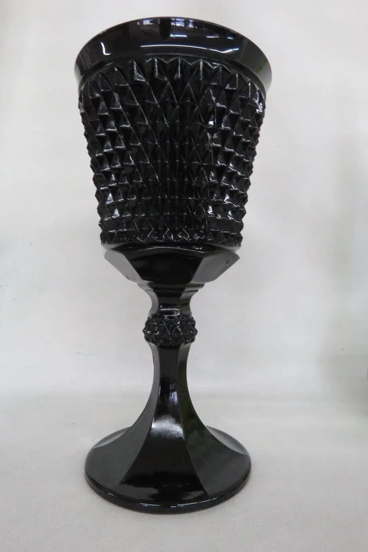 Tiara Indiana Glass Black Diamond Point Large Apothecary Candy Jar Vase - 9