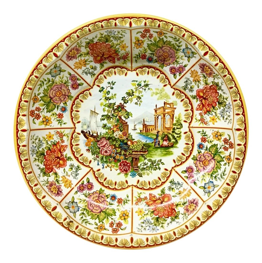 1971 Daher Victorian Scene Toleware Bowl (1 of 11)