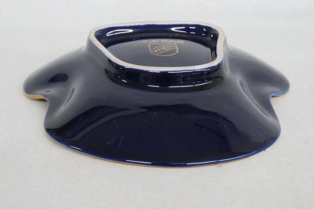 Echter Stahlstich Vienna Echt Cobalt Blue and Gold Porcelain Ashtray Dish - 12