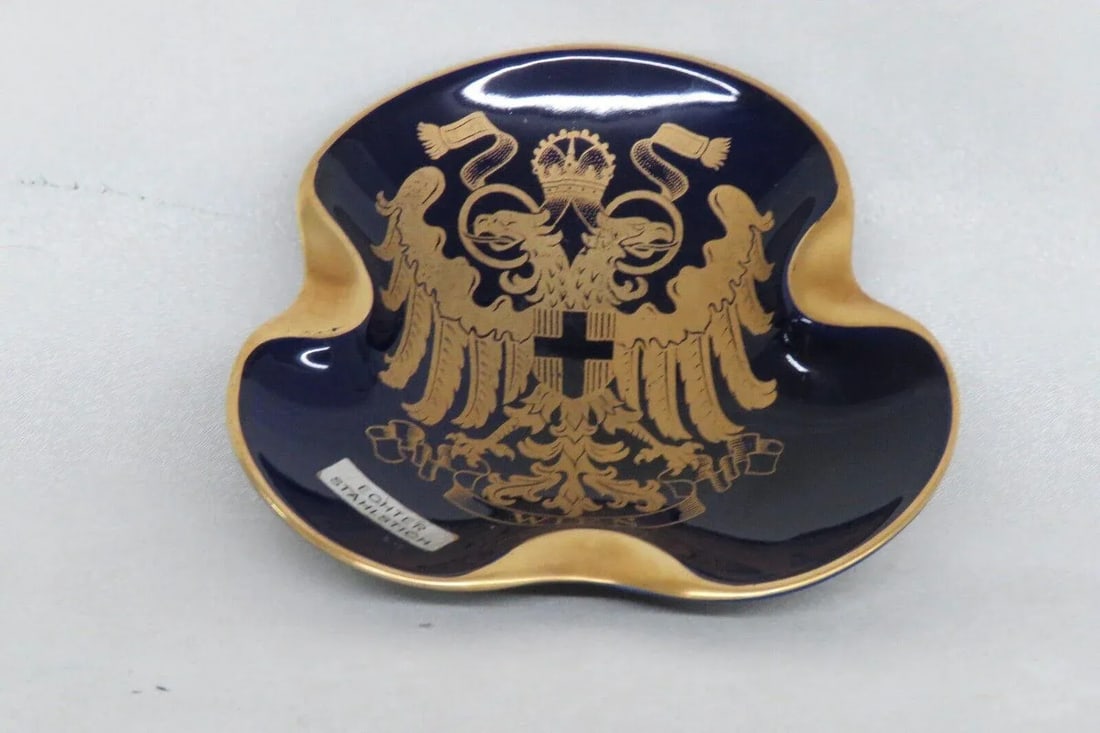 Echter Stahlstich Vienna Echt Cobalt Blue and Gold Porcelain Ashtray Dish - 6