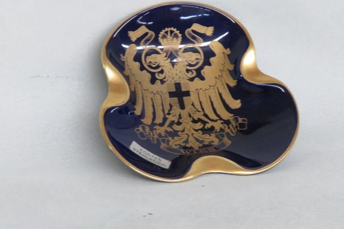 Echter Stahlstich Vienna Echt Cobalt Blue and Gold Porcelain Ashtray Dish - 8