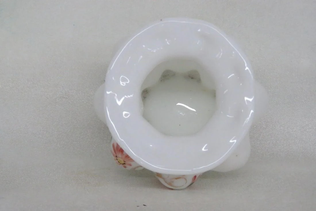 Consolidated Glass Hand Painted Floral White Catalonian Melon Vase - 10