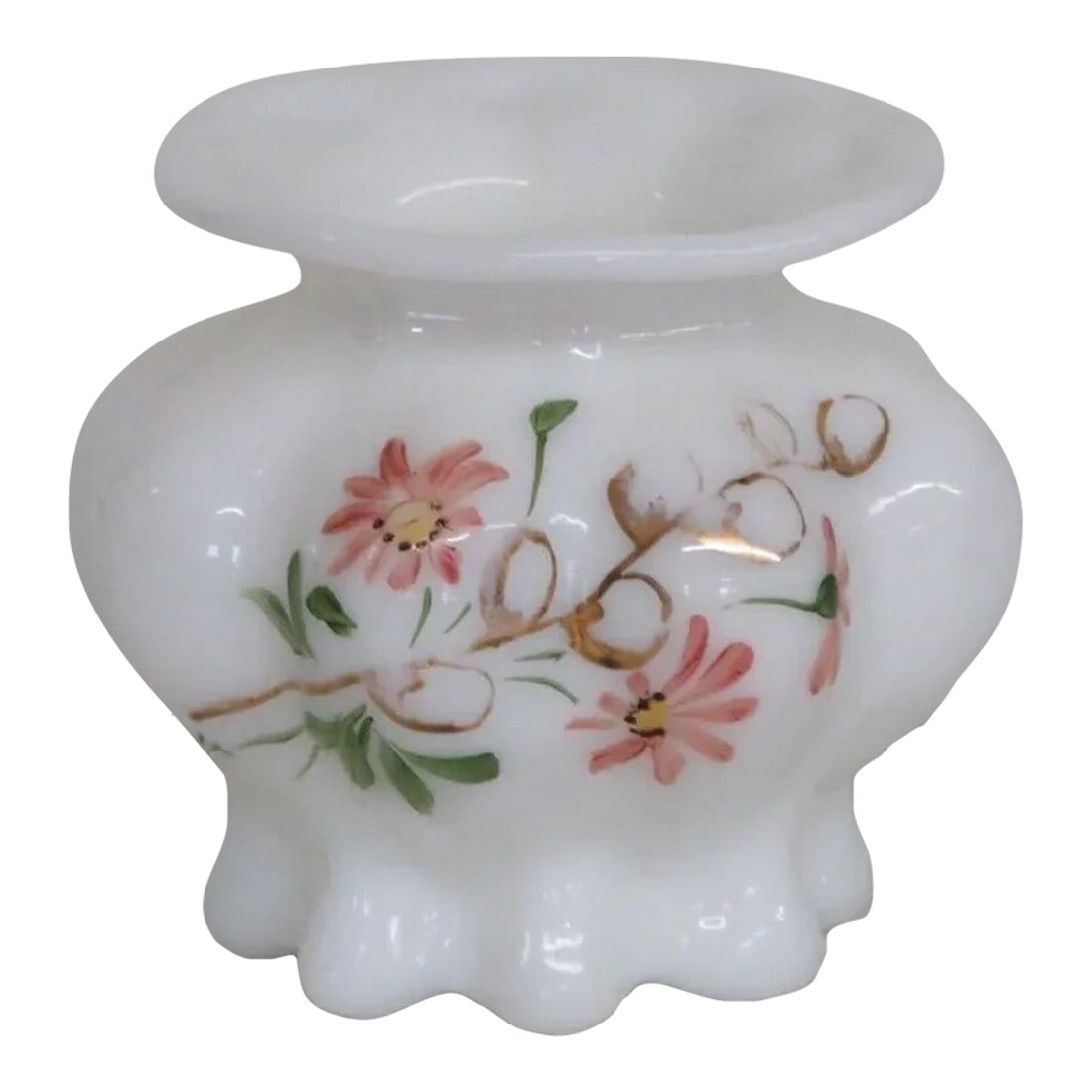 Consolidated Glass Hand Painted Floral White Catalonian Melon Vase (1 of 13)