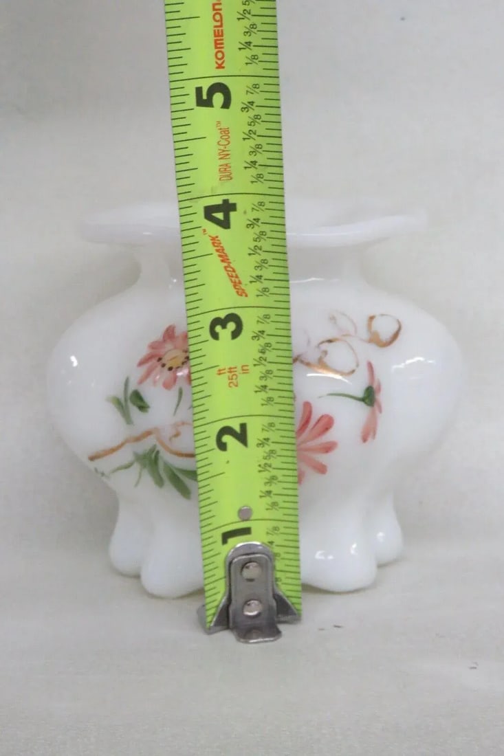 Consolidated Glass Hand Painted Floral White Catalonian Melon Vase - 6