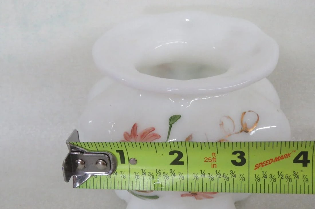 Consolidated Glass Hand Painted Floral White Catalonian Melon Vase - 7