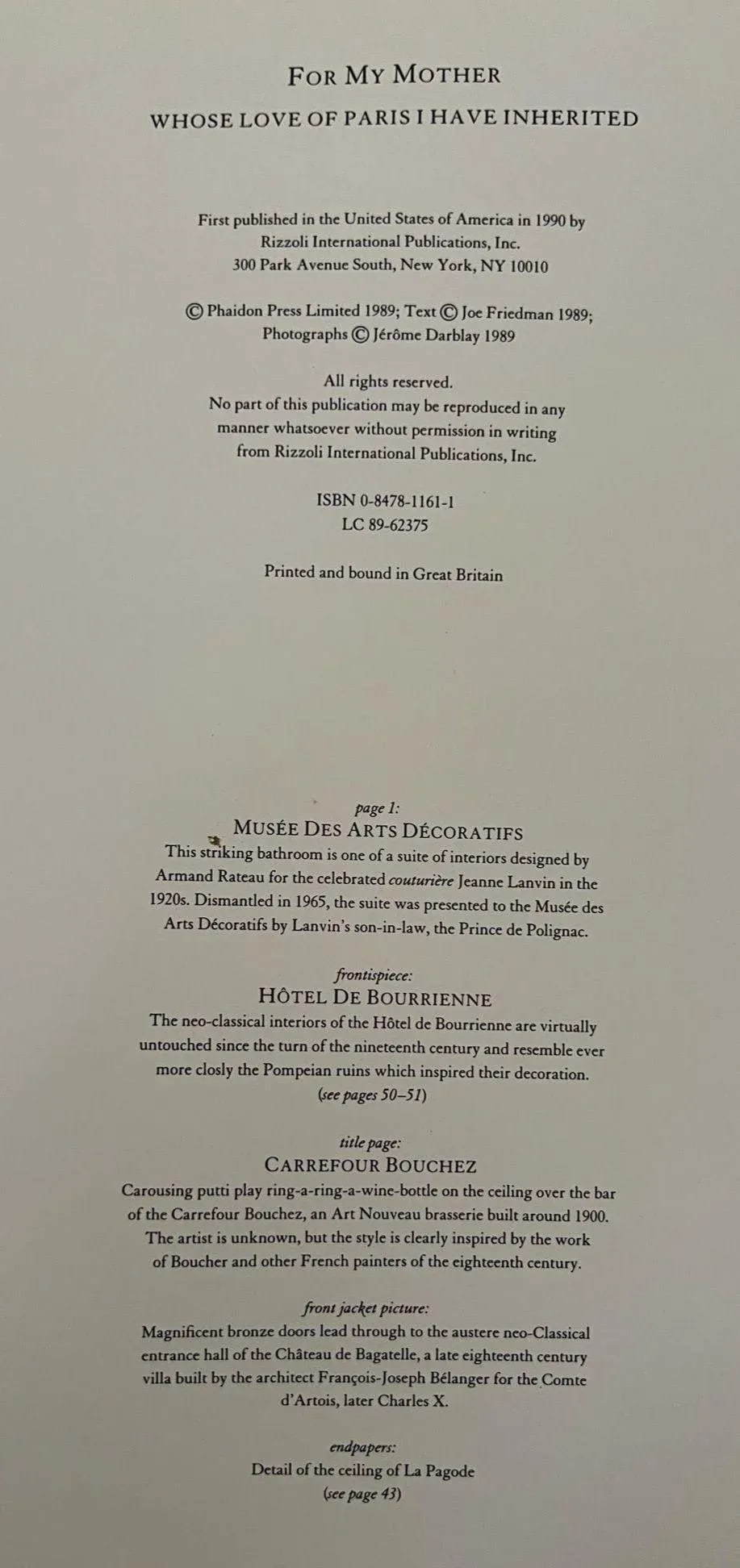 Inside Paris Discovering the Period Interiors of Paris Hardcover Joseph Friedman - 5