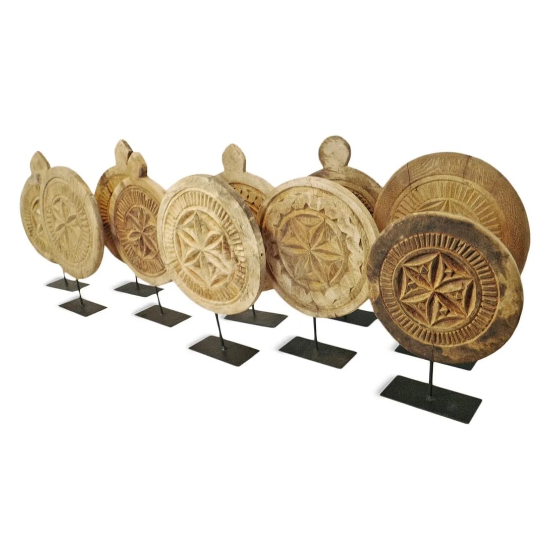 Vintage Wood Medallion on Stand - 6