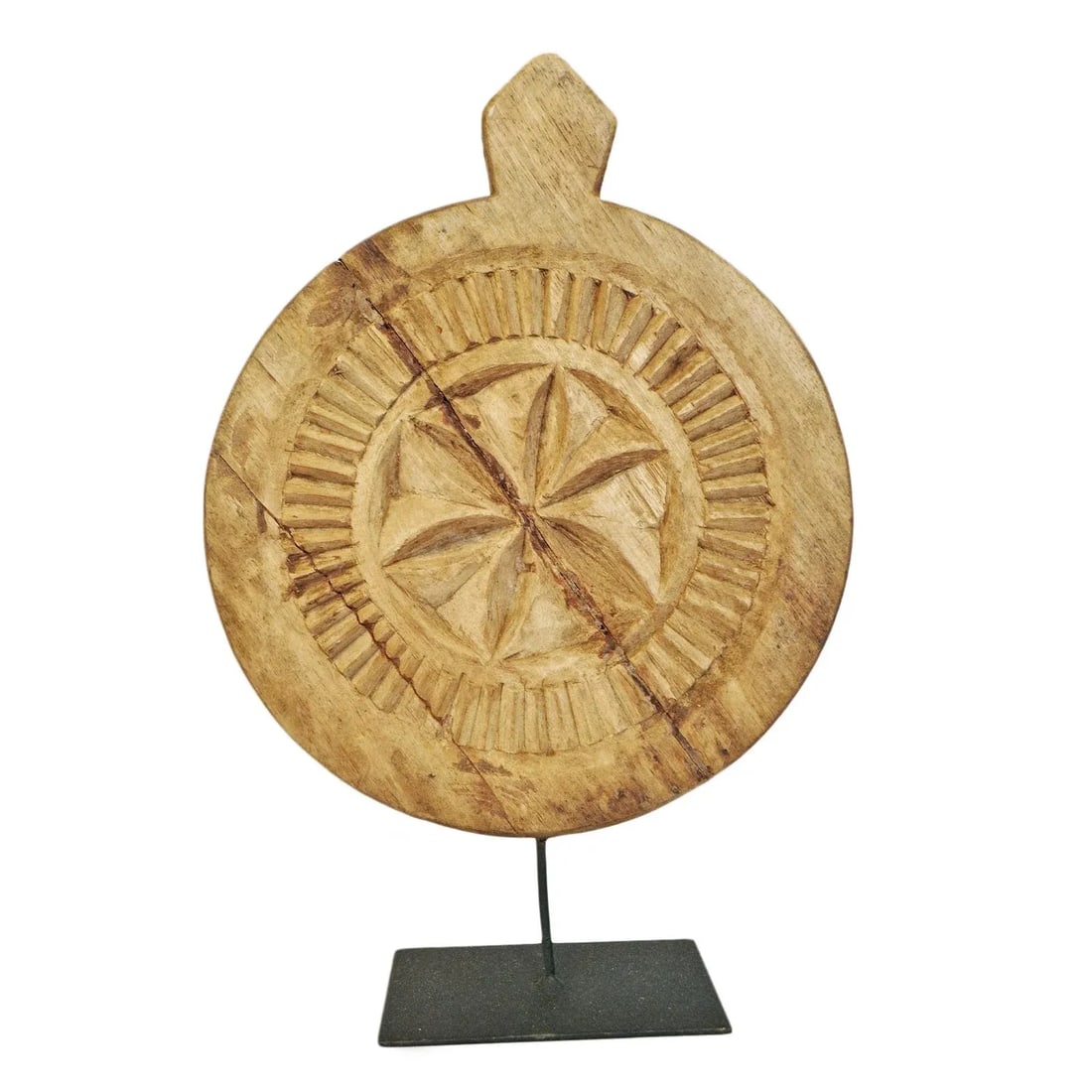 Vintage Wood Medallion on Stand - 7