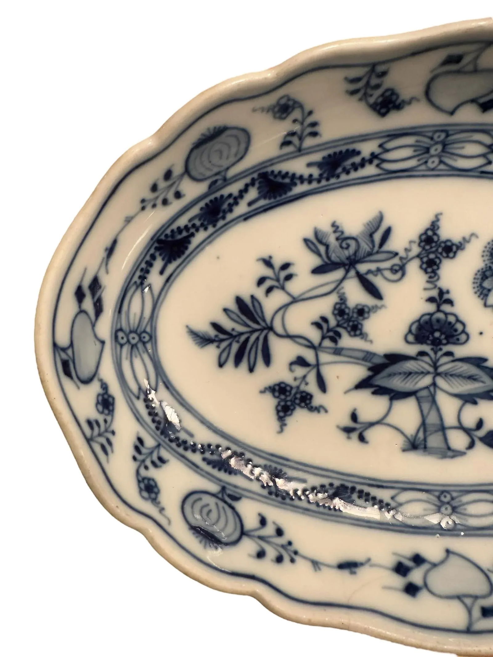 Antique Early 20th Century Meissen Teichert Blue Onion Bowl - 3