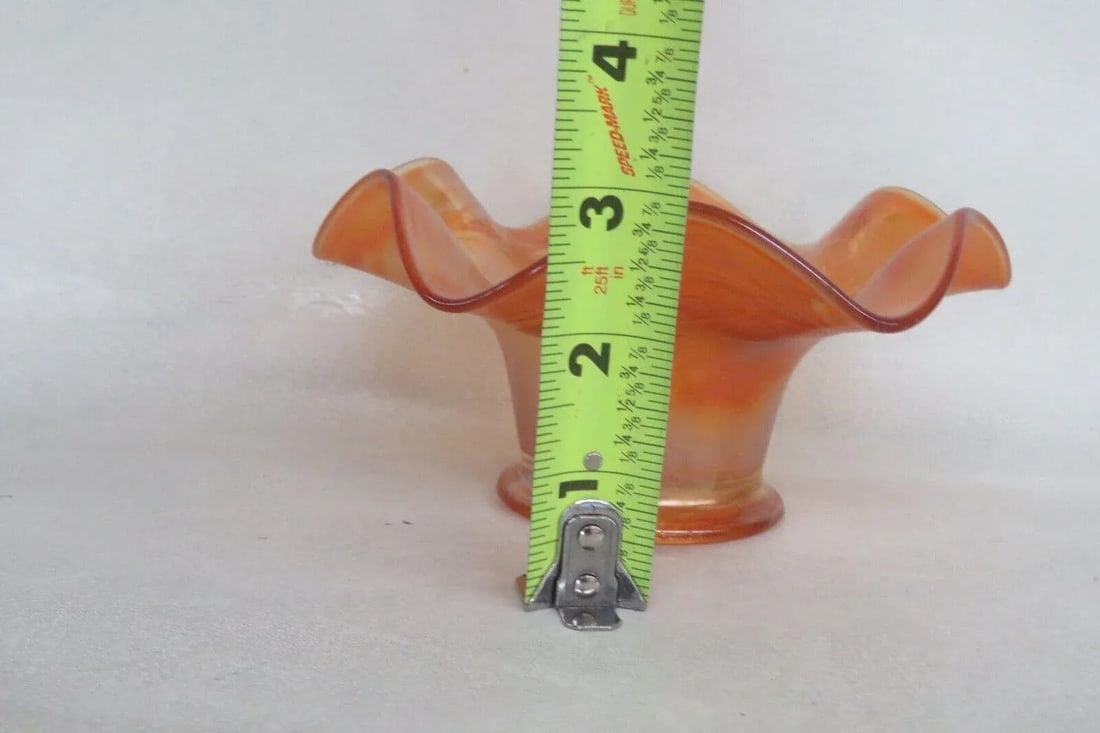 Fenton Marigold Carnival Glass Blackberry Spray Ruffled Candy Dish Bowl - 3