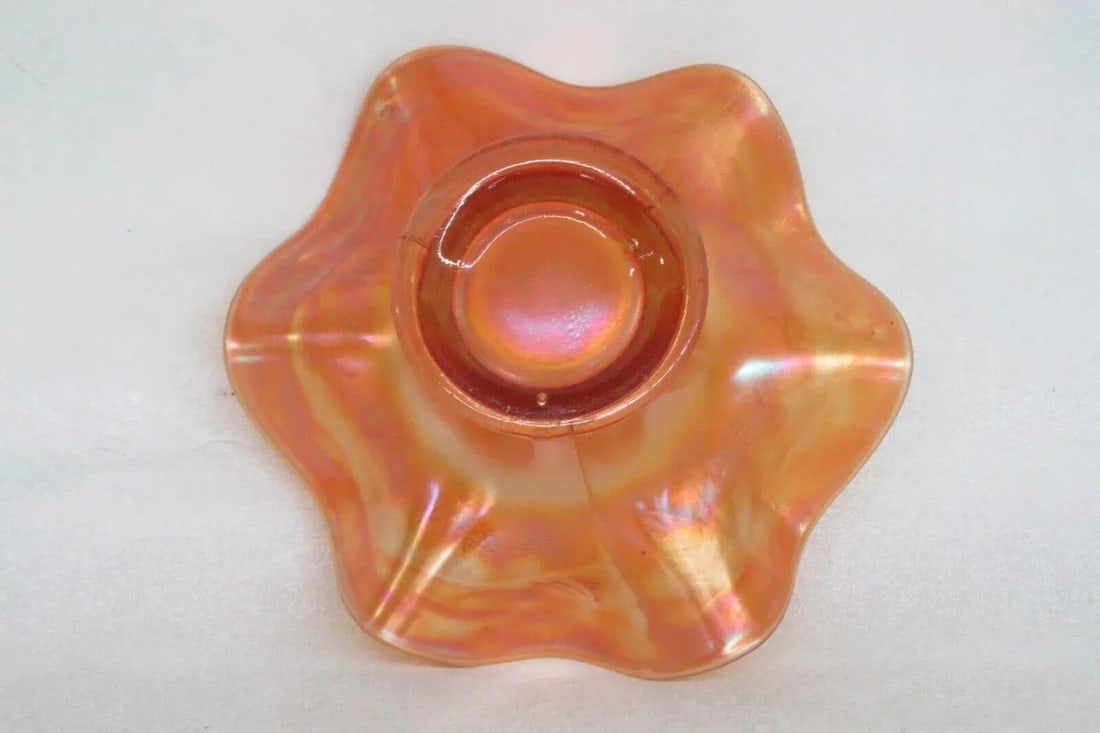 Fenton Marigold Carnival Glass Blackberry Spray Ruffled Candy Dish Bowl - 6