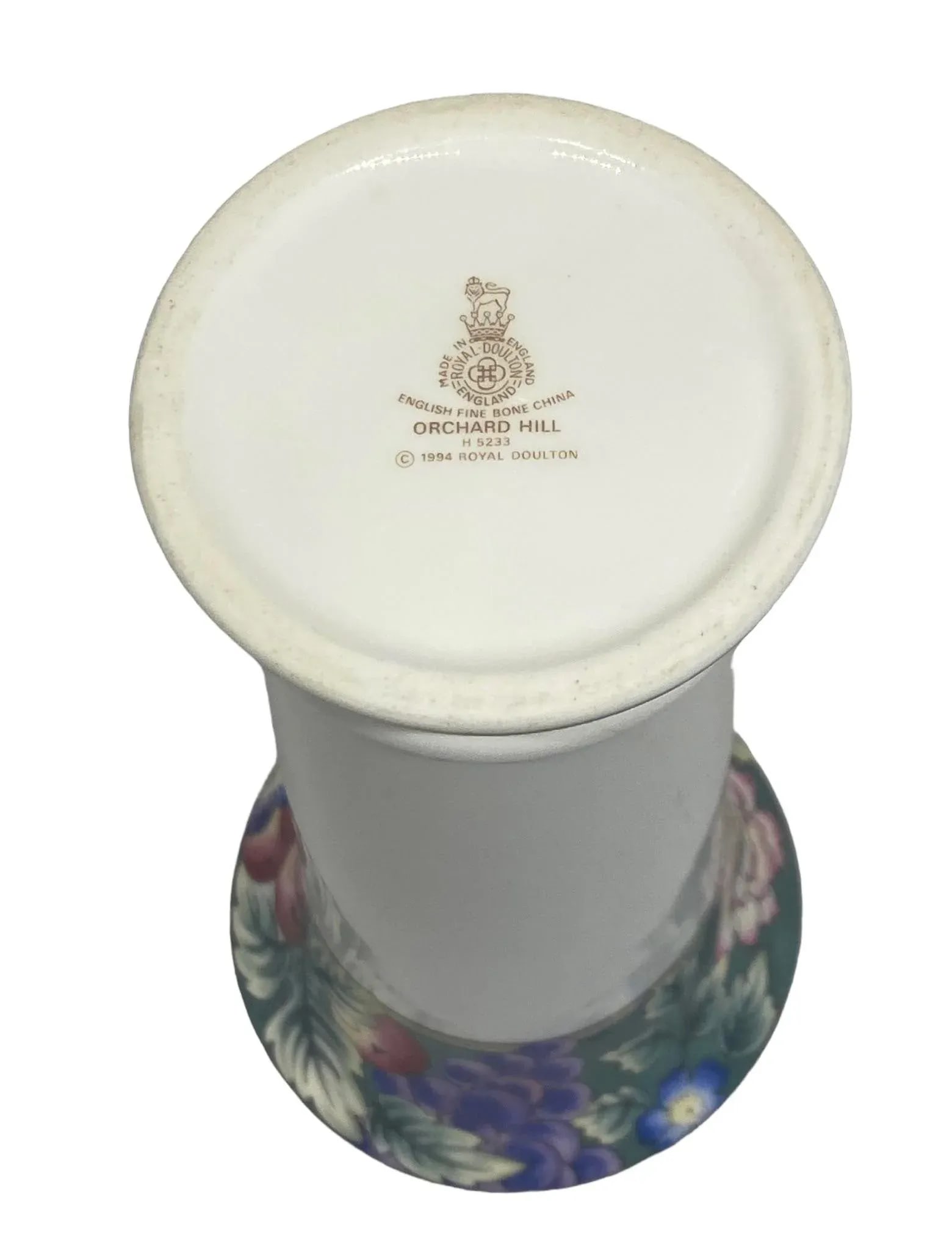 Vintage Royal Doulton Orchid Hill Medium Column Fine Bone China Vase - 8