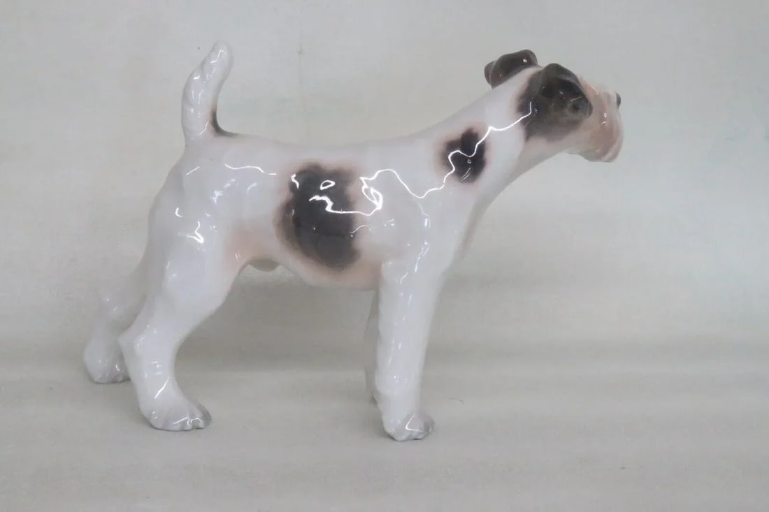 Dahl Jensen Denmark Porcelain 1009 Wire Haired Fox Terrier Dog Figurine - 2