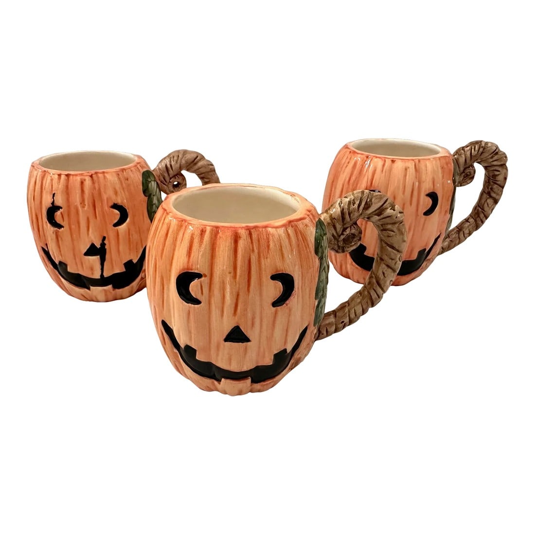 Vintage OCI/Fitz & Floyd Jack-O-Lantern Mugs-Set of 3 (1 of 6)