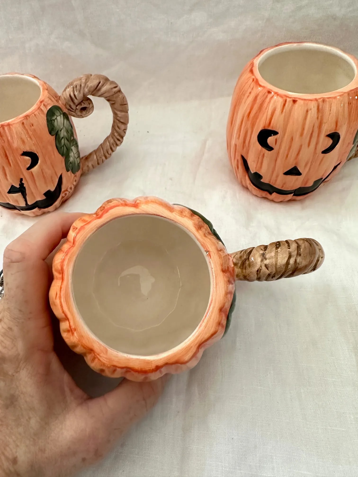 Vintage OCI/Fitz & Floyd Jack-O-Lantern Mugs-Set of 3 - 3