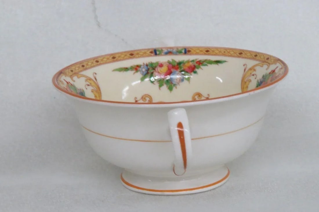 Royal Worcester Buckingham Porcelain Bouillon Soup Cup and Saucer Set - 11