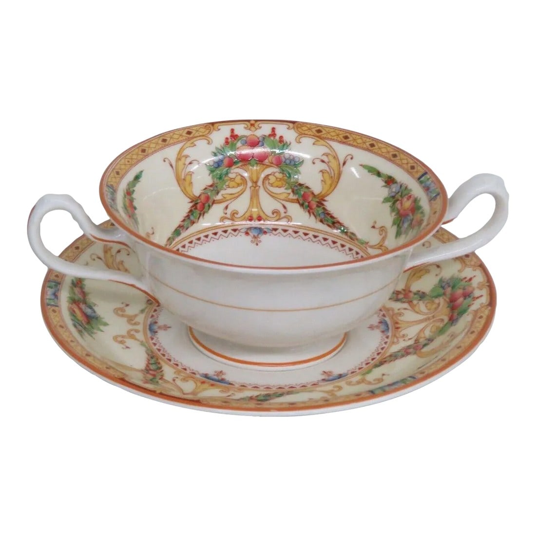 Royal Worcester Buckingham Porcelain Bouillon Soup Cup and Saucer Set (1 of 12)