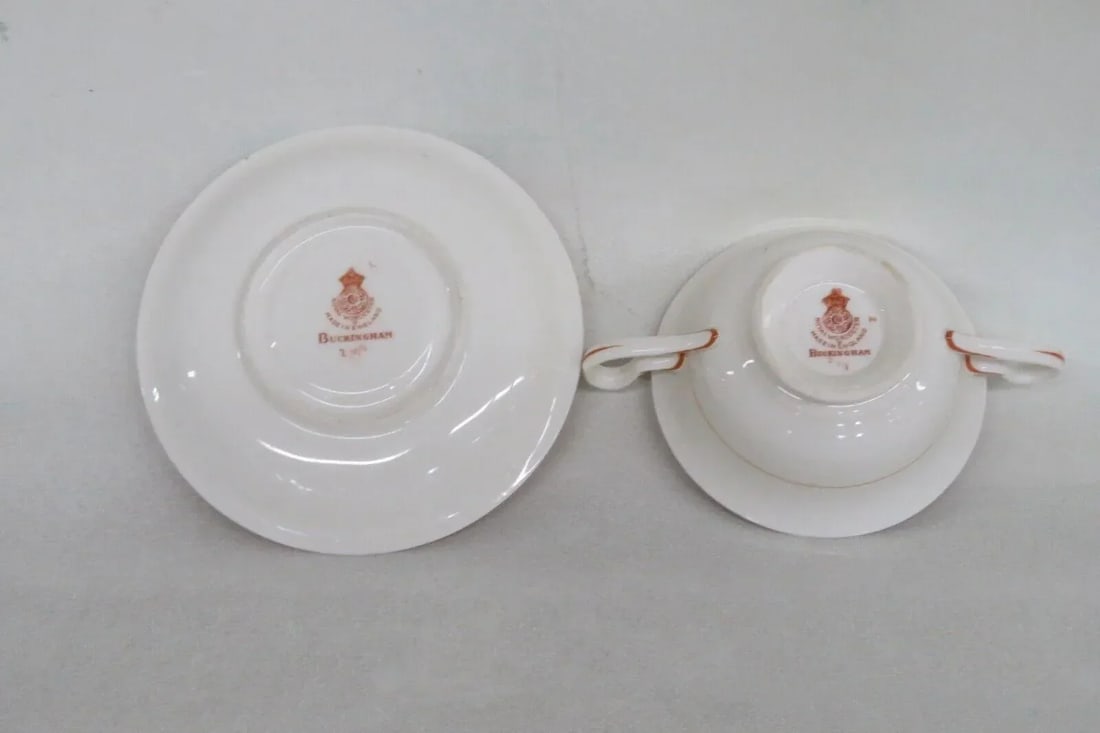 Royal Worcester Buckingham Porcelain Bouillon Soup Cup and Saucer Set - 5