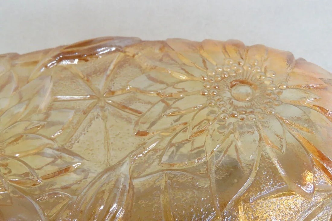 Indiana Carnival Glass Lily Pons Oval Marigold Iridescent Relish Dish Tray - 12