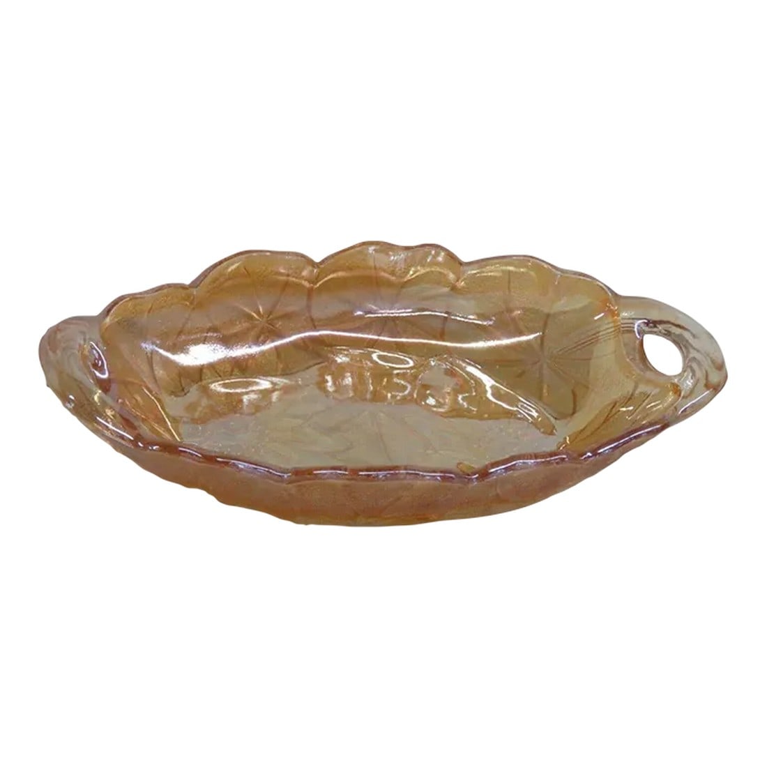 Indiana Carnival Glass Lily Pons Oval Marigold Iridescent Relish Dish Tray (1 of 12)