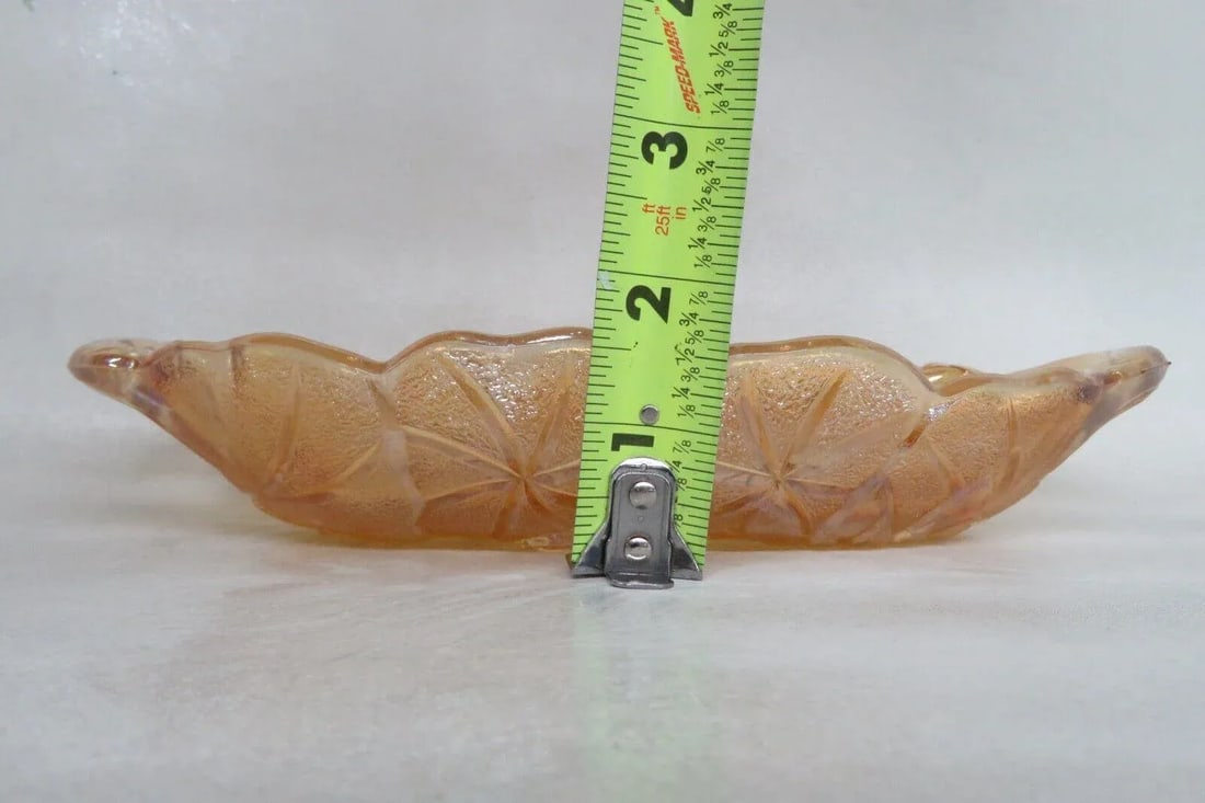 Indiana Carnival Glass Lily Pons Oval Marigold Iridescent Relish Dish Tray - 7