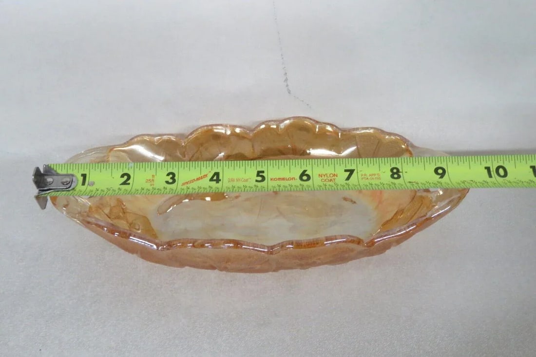 Indiana Carnival Glass Lily Pons Oval Marigold Iridescent Relish Dish Tray - 8