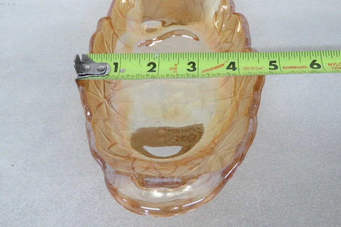 Indiana Carnival Glass Lily Pons Oval Marigold Iridescent Relish Dish Tray - 9