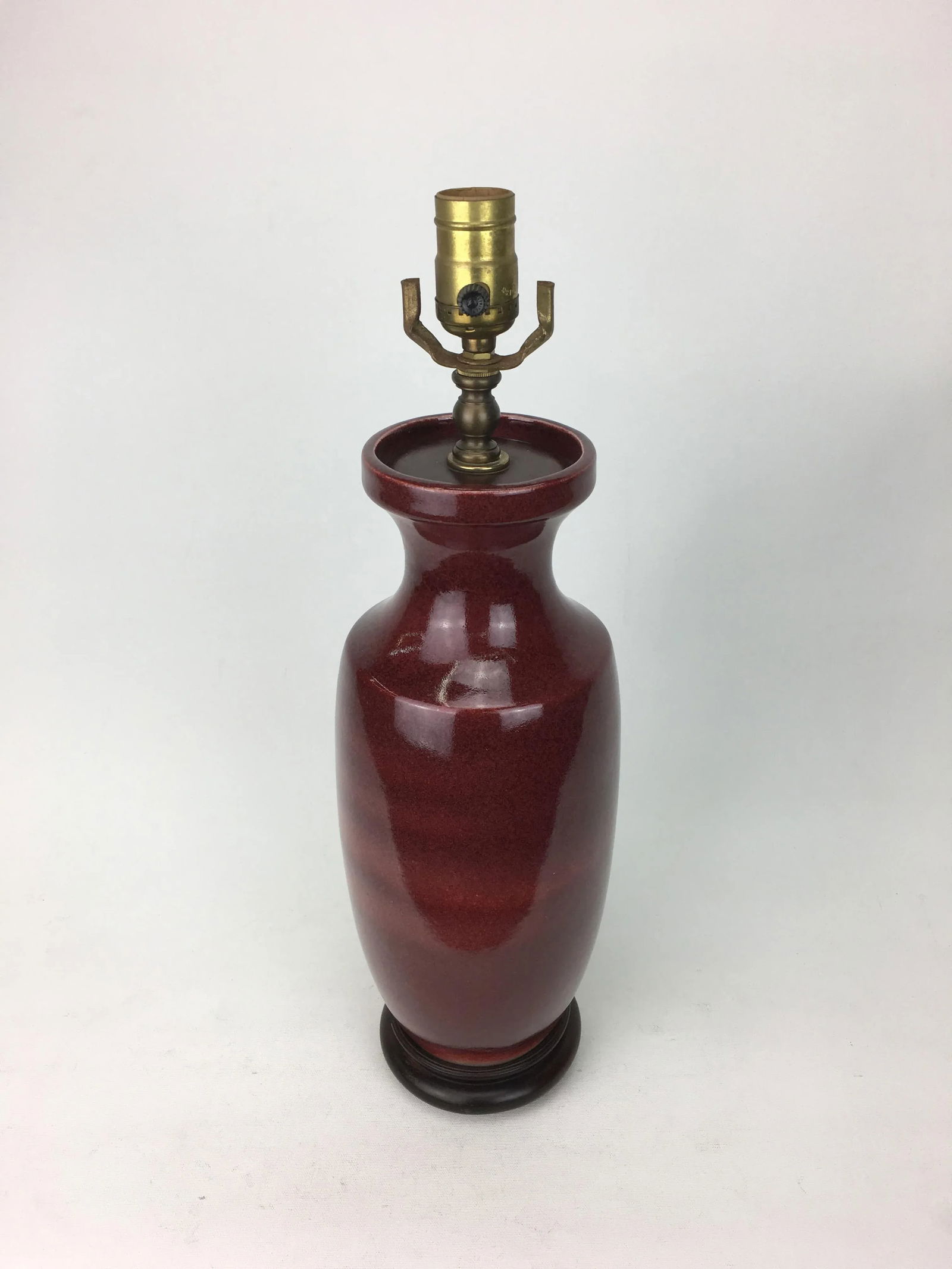 Vintage Oxblood Ceramic Vase Lamp - 2