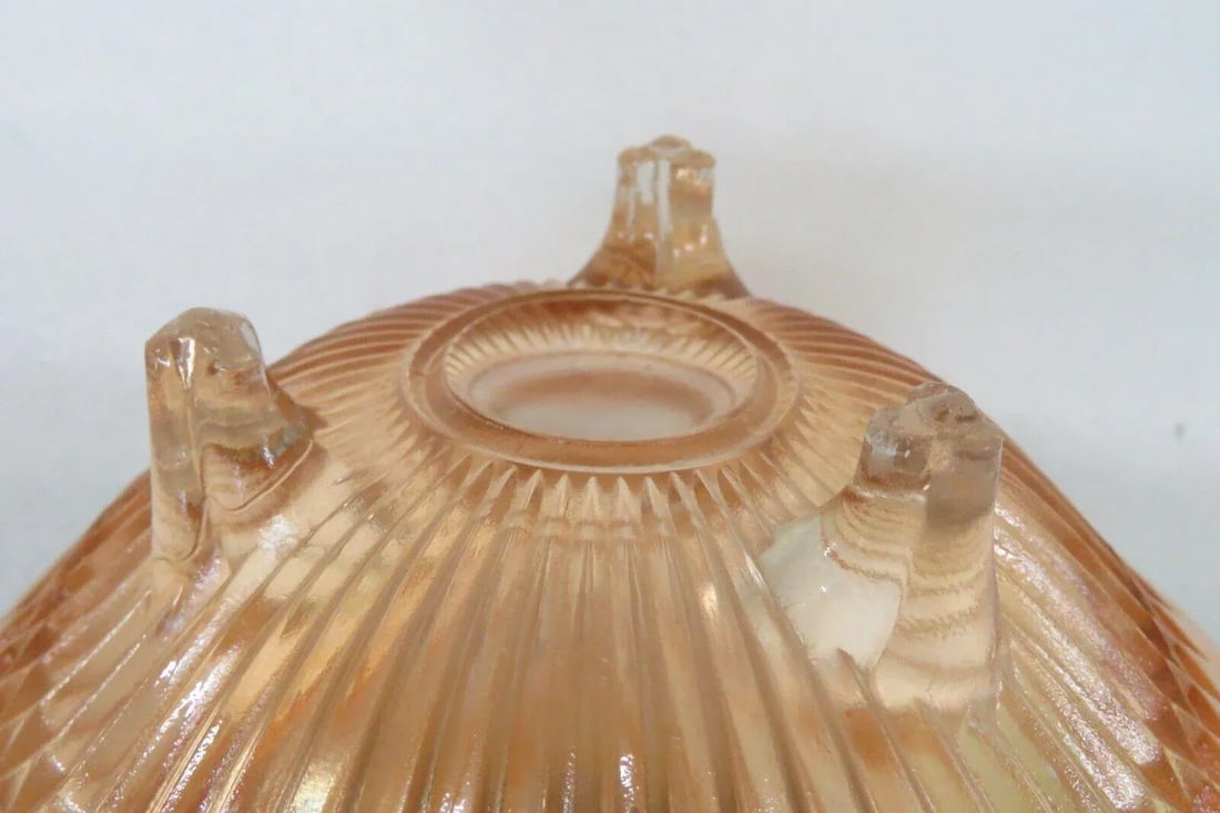 Jeannette Marigold Carnival Glass Diamond Ray Footed Candy Dish Bowl - 8