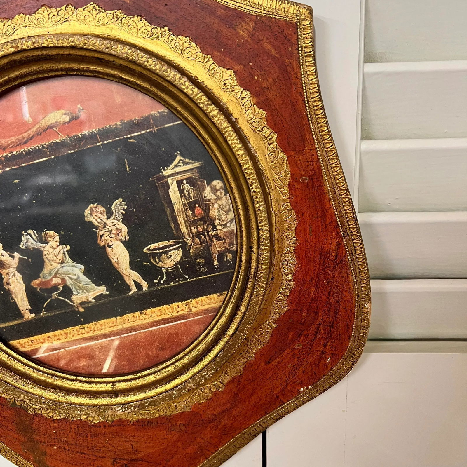 Mid Century Neoclassical Themed Florentine Frame or Wall Plaque - 4