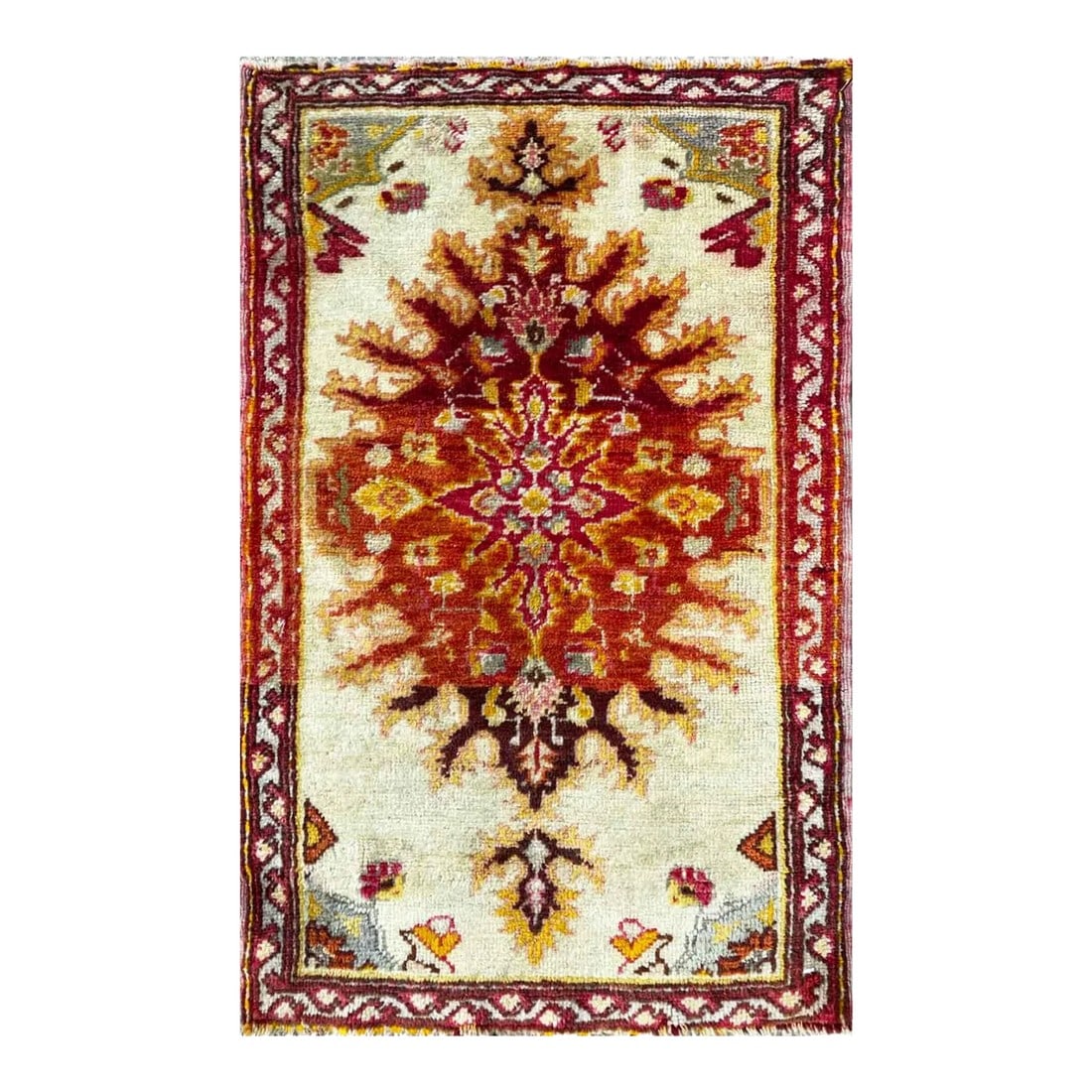 Early 20th Century Antique Yastik Turkish Anatolian Rug the Sun (1 of 9)