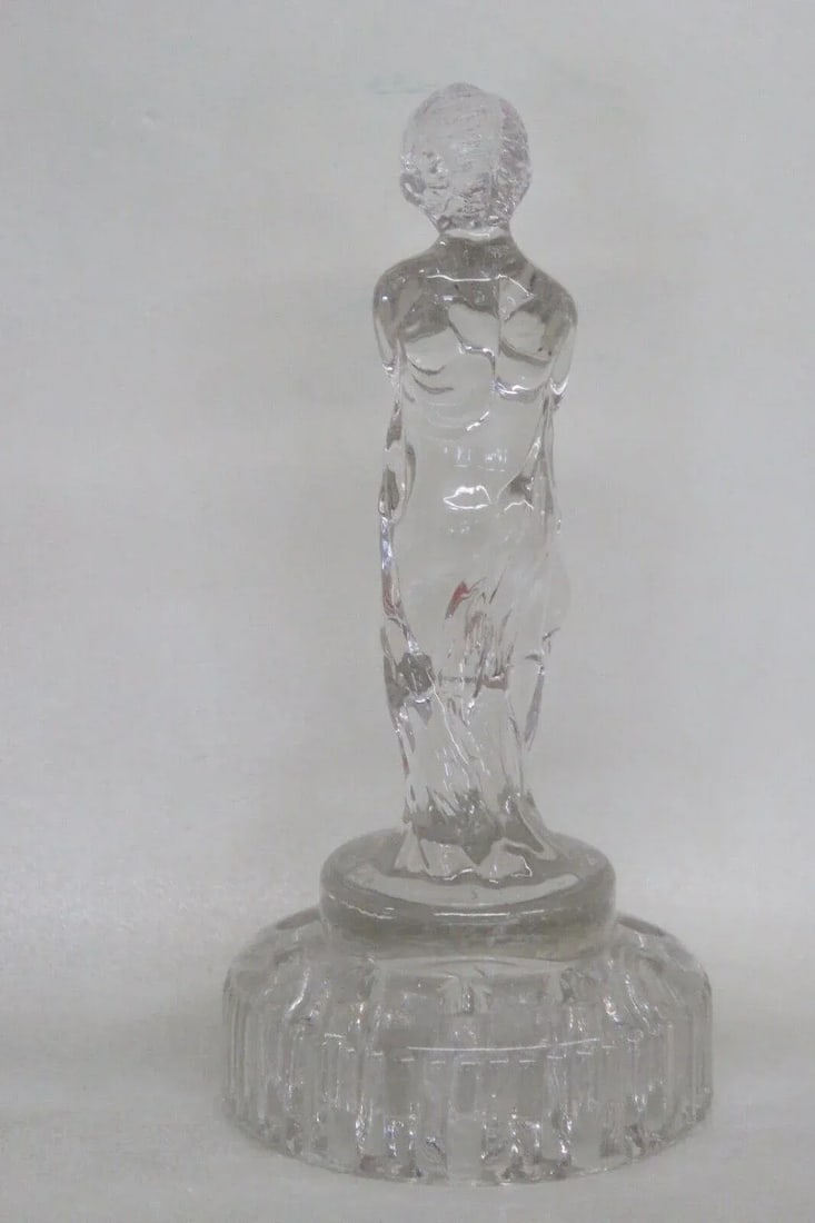 Cambridge Glass Draped Lady Clear 10 Hole Flower Frog Vase Figurine - 10