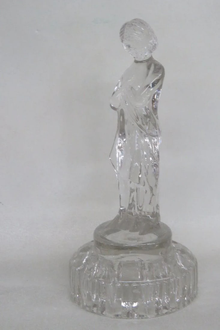 Cambridge Glass Draped Lady Clear 10 Hole Flower Frog Vase Figurine - 11