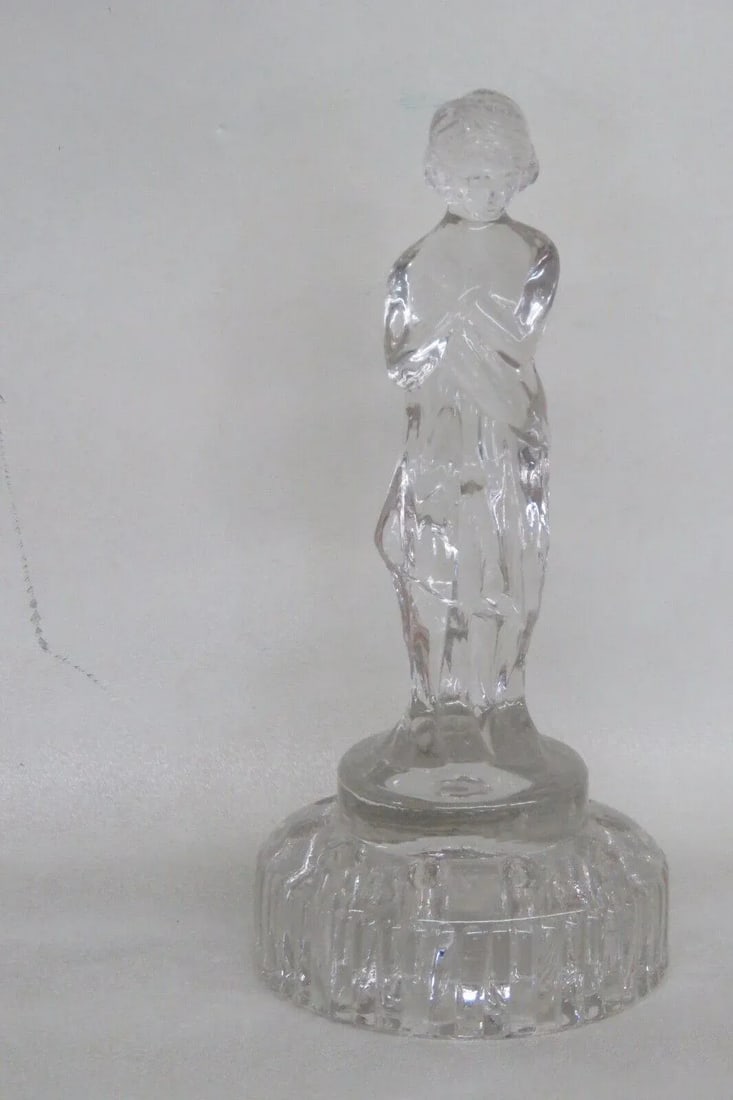 Cambridge Glass Draped Lady Clear 10 Hole Flower Frog Vase Figurine - 8