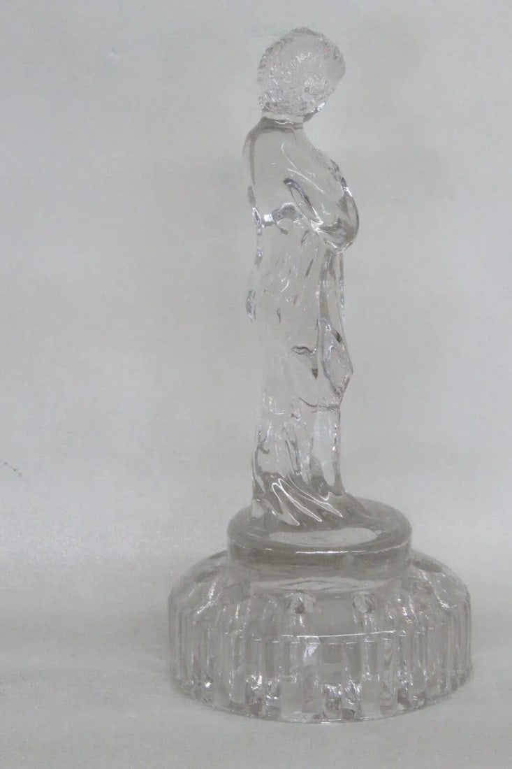 Cambridge Glass Draped Lady Clear 10 Hole Flower Frog Vase Figurine - 9