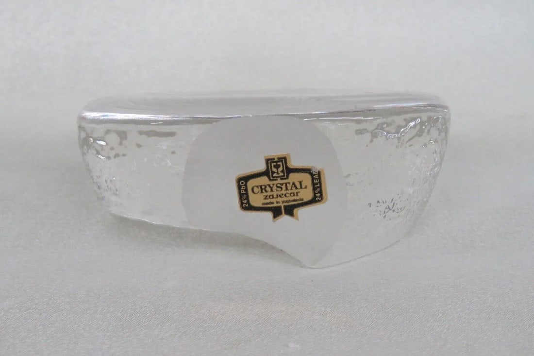 Zajecar Lead Crystal Art Glass Engraved Eagle Bird Paperweight - 7