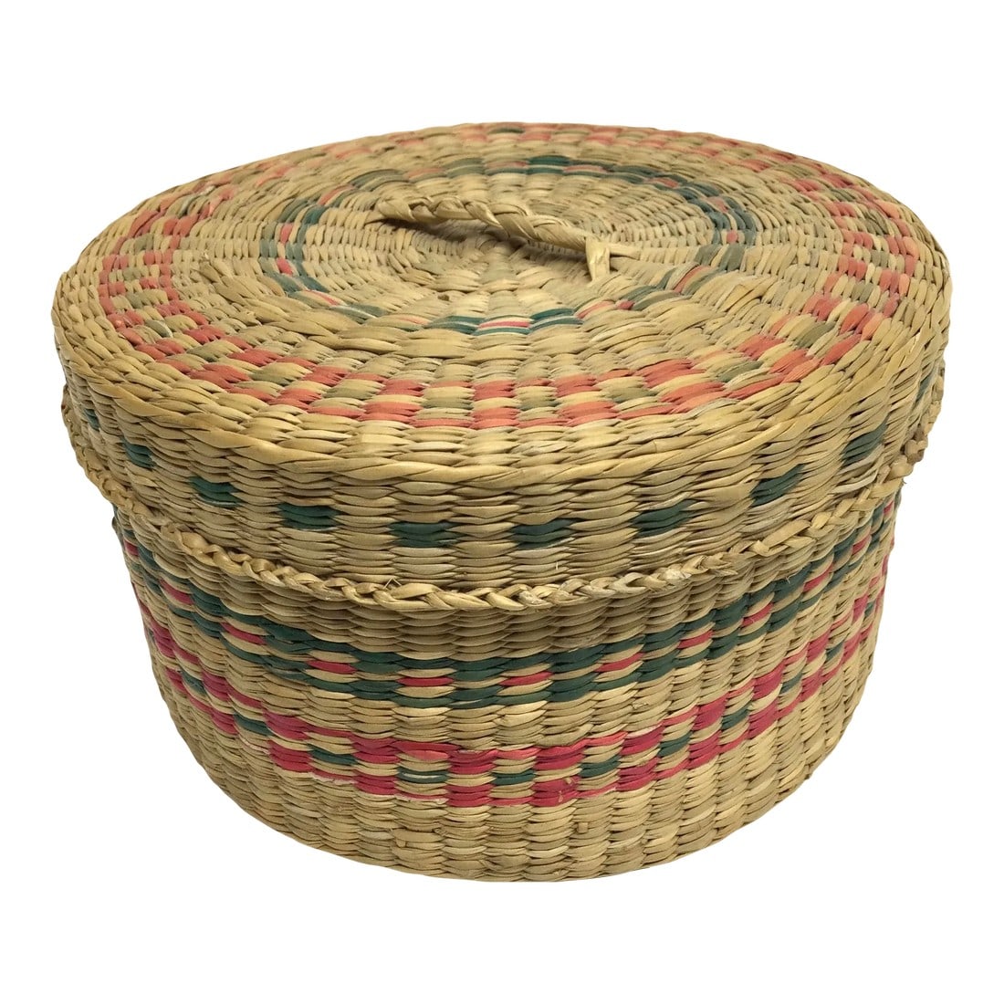 Vintage Woven Basket With White Ceramic Insert and Cover (1 of 8)